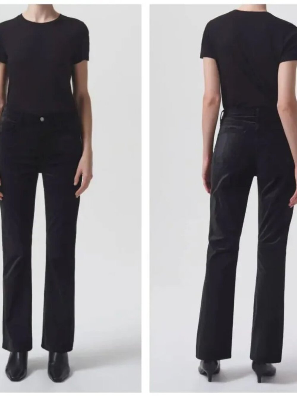 NWT Womens Agolde Nico (Item-20) Black Beetle Velvet High Rise Boot Cut Pant 26